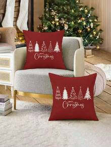 2pcs Christmas Themed Linen Blend Breathable Cushion Covers, Santa Claus, Christmas Numbers, Reindeer, Snowman, Snowflake, Christmas Decor, Merry Christmas, Christmas Decorations, Christmas Gifts, Hypoallergenic Polyester, Hidden Zipper, No Filling, For Home Decor, Living Room, Throw Pillow Cases, Pillow Covers, Cushions, Sofa Decorative Pillows, Sofa Covers, Home Decor, Soft Pads