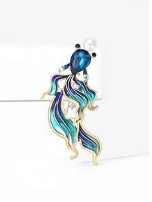 Fashionable Rhinestone Faux Pearl Goldfish Brooch For Women Animal Brooch Dress Suit Pin Accessories Party Banquet Gift