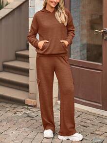 PRETTYGARDEN Women's  Spring Fall  Sweatsuits 2 Piece Sets  Outfits Lounge Matching Hoodie Set Travel Going Out Outfits Track Suits Winter Clothes New Years Valentine Vacation Outfits For Women Sweatsuit Set Women - 磚紅色 - 查看 5