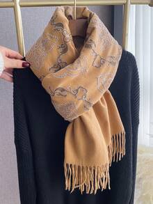 1pc Faux Cashmere High-Quality Bohemian Embroidered Scarf For Women, Fashionable & Versatile, Thick & Warm, Tasseled Embroidery Shawl Wrap, Suitable As Gift For Women/Mothers, Daily Wear