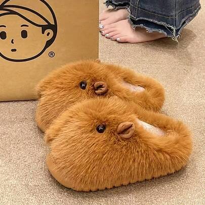 Christmas Gift, New FashionThermal Slipperss, Cute Hamster Plush Warm Indoor/Outdoor House Slippers, Couples