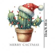 1/2/3 pièces Patchs thermocollants en fer de cactus de Noël, cactus portant un bonnet de Père Noël et scintillant - Autocollants de transfert de chaleur DTF DIY avec designs de cactus, pot et fil, convenant aux tissus, jeans, sacs, oreillers, sweats à capuche, t-shirts - Décoration de cactus de Noël, application au fer précise (sans couture requise) - Convient pour Noël et toute l'année - Idéal pour les débutants et les experts