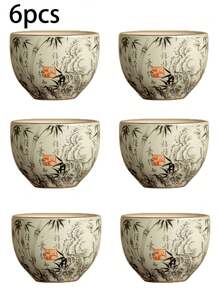 1/2/4/6pcs Ceramic Tea Cups, Vintage Household Guest Tea Cups, Kung Fu Tea Cups, Black Tea Cups, Water Cups, Espresso Cups, Gift Cups, Suitable For Daily Use, Gatherings, Parties - Multicolor - View 17