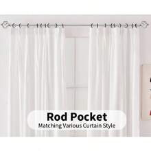 Extra Long Curtain Rod Black/Champane/ Bronze/Sliver Metal Curtain Rod For Living Room Bedroom Windows, 1 Pack 3/4 Inch Diameter Single Adjustable Curtains Rods With Spiral Finials - Silver - View 6