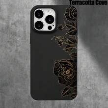 Fundas y carcasas protectoras para phone con orificios grandes y diseño estampado floral dorado negro. Compatibles con phone 16 Pro Max, 16, 15 Pro, 14, 14 Plus/14 Pro Max, 13, 13 Pro, 12 Pro, 11/11 Pro y la serie Pro/11. Regalos para cumpleaños y festividades - Negro - Ver 8