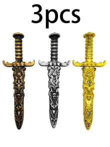 1pc Halloween & Christmas Bestselling Plastic Electroplated Pirate Sword Prop, Party Costume Accessory, Performance Weapon Toy (Distressed Craftsmanship, Minor Flaws Are Normal)