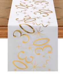 1 قطعة عداء طاولة ذهبي مطبوع بالحرارة لحفلة عيد الميلاد، علم طاولة لحفلة عيد الميلاد 18/30/40/50/60، غطاء طاولة من شبكة البوليستر المطلي بالذهب مقاس 28*275 سم، ديكور حفلة عيد الميلاد والذكرى السنوية، منشفة طاولة عيد الميلاد، ديكور المنزل، ديكور الطاولة، ديكور المطبخ والمائدة، زينة الصحون والأطباق، ديكور ذهبي، عيد الميلاد