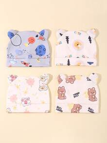 3/4/5件套婴儿新生儿帽子套装，打结针织帽，柔软舒适，适合0-6个月的婴儿男女宝宝。 - 彩色 - 查看 16