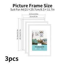 1/3pcs, 30x40cm/A4/A3 Wooden Photo Frame, White Solid Wood Frame, Memory Collage Frame, Simple White, Wooden Texture, Home Wall Decor Frame, Art Work Display Frame, Poster Frame, Classic Frame - White - View 10