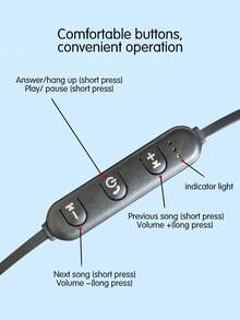 运动型防汗入耳式防缠结颈带蓝牙耳机，无线立体声耳塞 - 黑色 - 查看 4