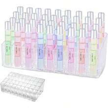 Rollerball Perfume Organizer, Beauty Scent Holder, 36 Space Acrylic Perfume Organizer Refillable Container Tall Scented Oil Storage Display, Makeup Lipgloss Lipstick Display - Initial - View 2