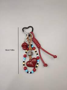 1pc Silver Star Charm Bag Accessory, Keychain For Women - Red - View 3