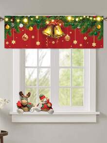 1 pièce Cantonnière de rideau de Noël, rideau court de Joyeux Noël avec cloche de Noël, bonhomme de neige, sapin de Noël et style de vigne à fleurs rouges, rideau de demi-fenêtre, rideau de cuisine de Noël, décoration de fête de Noël, fournitures de fête de Noël, décoration de Noël, décorations de Noël pour la maison, décoration de chambre de Noël, décoration de fenêtre de cuisine, cadeaux de Noël, décorations d'hiver, décoration de salon, décoration de bureau