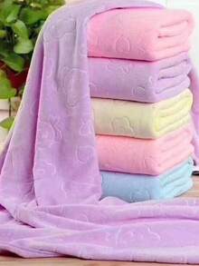 1/2 件随机颜色泰迪熊图案超柔软大浴巾适合家用淋浴毛巾适用于美容院、酒店运动、家庭必需品、毛巾、皮肤护理