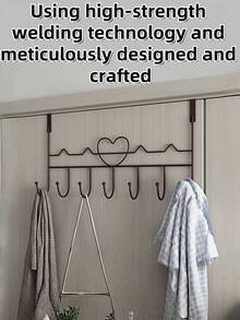 1pc Metal Wall Hook, Heart & "Home" Design, Sturdy Iron Material, Matte Black Finish, Rust & Waterproof, Suitable For Kitchen, Bathroom, Entryway, Key/Towel Rack - Multicolor - View 8