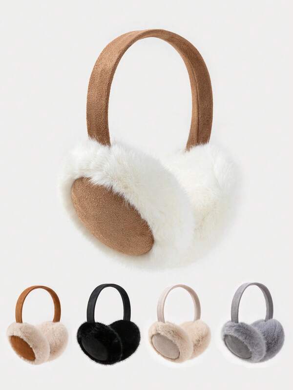 1pc Men's Faux Suede Fleece Ear Muffs, Versatile And Warm For Winter