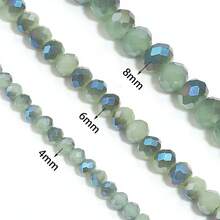 1 pieza de cuentas de cristal facetado de vidrio verde semielectroplateado de 4 mm/6 mm/8 mm, moda clásica de colores brillantes para hacer joyas, decoración navideña, manualidades, pendientes, pulseras, tobillos, collares, decoración de árbol de Navidad, decoración festiva, decoración de boda, decoración de ventanas, accesorios de ropa y bolsos