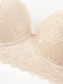 Plus Size Lace Underwire Bra - Full Coverage Supportive Lift, Sexy Embroidery Design, Suitable For Backless Tops And Daily T-Shirts - Apricot - View 6