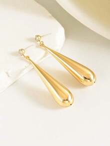 1 Pair Fashion Unique Minimalist Teardrop Crystal Stud Earrings, Suitable For Women's Daily Wear - Gold - View 4