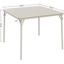 Folding Card Table,33.6" Metal Folding Table With PU Soft Cushion,Portable Square Dining Table For Living Room Office Camping Backyard Patio Balcony (No Chair) - Beis - Ver 2