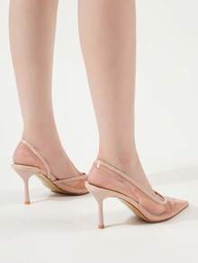 Pantofi cu toc înalt minimalisti pentru femei, culoare nud, cu vârful ascuțit, la modă, atrăgători, transparenti, cu toc piramidal, potriviți pentru petrecere, purtare zilnică, bal, vacanță, vară, tocuri înalte elegante, întoarcerea la școală, facultate, Halloween distinctiv, petrecere de Crăciun, noapte sexy