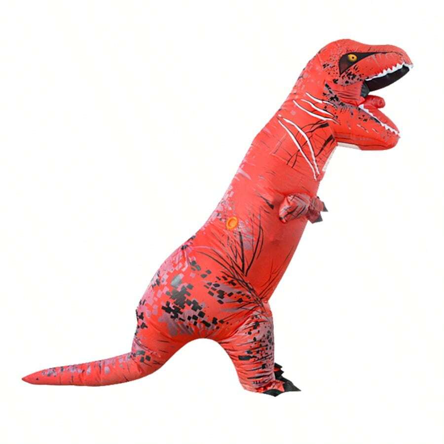 1pc Tyrannosaurus Rex Inflatable Costume, Suitable For 1.5-2m Height, Dinosaur Inflatable Outfit For Adults, Sports Event Dinosaur Costume, Dinosaur Inflatable Costume Prop Rideable Dragon - Big Red Tyrannosaurus Rex - View 1