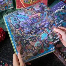 Un album di adesivi, serie Sunshine Town, libretto di scene in miniatura, album di adesivi per decorazione paesaggistica fai-da-te con case di cartoni animati 3D, accessori decorativi in carta fai-da-te, adesivi per quaderni adatti a varie scene, cover per telefono, adesivi per tazze, adesivi per album di ritagli e diari