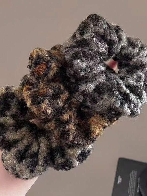 Solid Color Leopard Print Casual Polyester Fabric ,Hair Ties ,Scrunchy Hair Ties