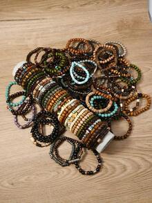 5/45pcs Random Color Handmade Beaded Bracelets, Personalized Christmas Small Gift - Multicolor - View 7