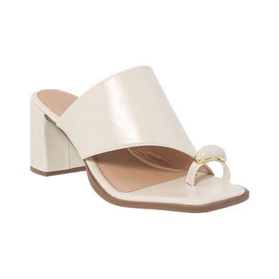 Stessy Shoes Tamanco Feminino Sandália Salto Bloco Médio Dedo Aberto Enfeite Lesma Elegante Confortável Dia Dia Verão Elegante Fivela Verão