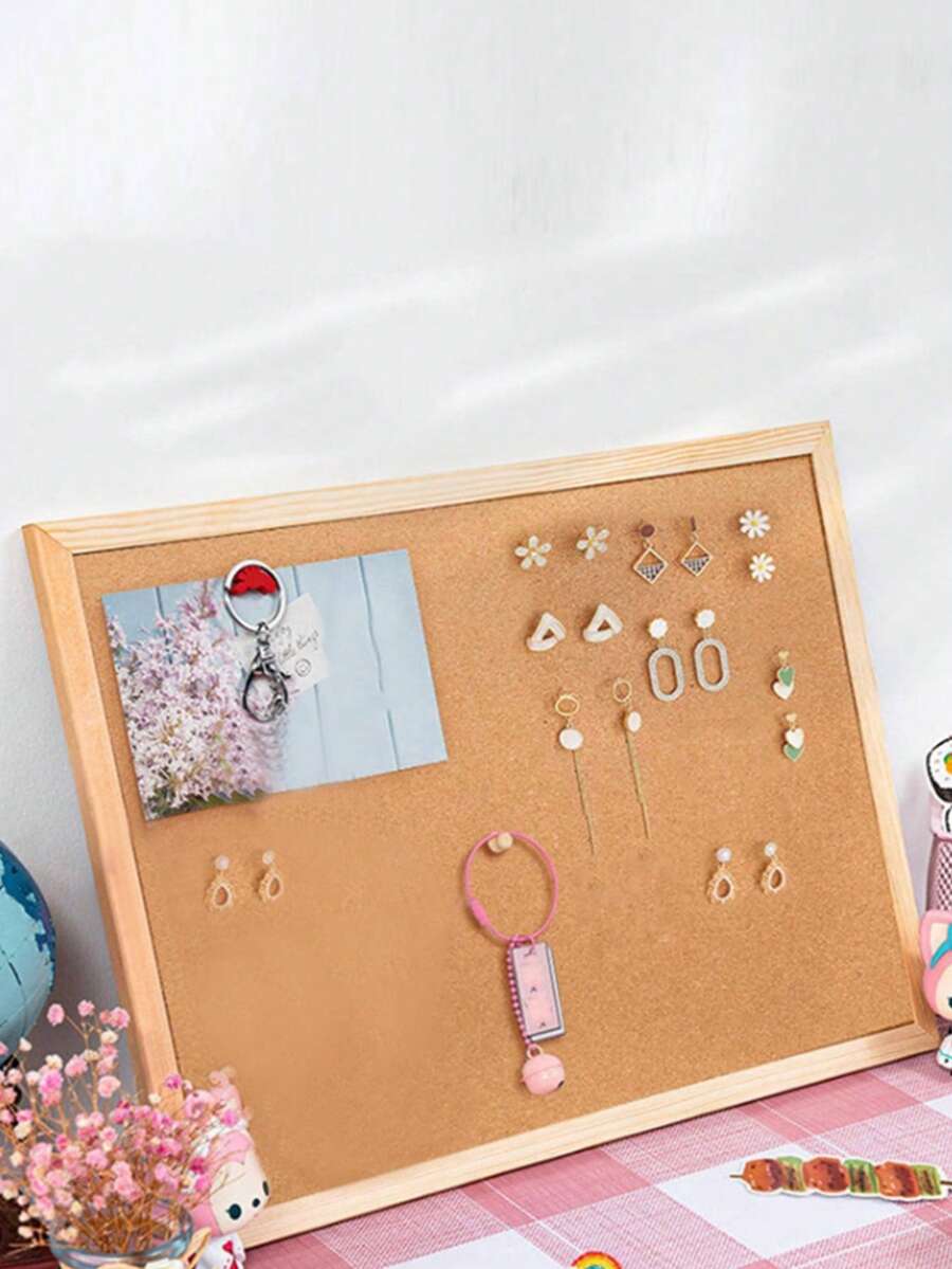 Bảng thông báo bằng bần đa năng có khung gỗ - Lý tưởng để lưu trữ trang sức, trưng bày ảnh và ghi chú, sắp xếp dễ thương cho phòng ngủ và phòng học - trắng - Xem 1