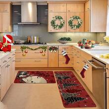 1/2/3 buah Keset Lantai Dapur Tebal 0,47 inci/1,2 cm Motif Pohon Natal & Manusia Salju - Anti Selip, Karpet Tahan Minyak untuk Dapur, Ruang Tamu, Ruang Cuci, Kamar Mandi - Tahan Noda, Tahan Air, Cocok Sebagai Keset Pintu, Dekorasi Ruangan, Mudah Dibersihkan, Anti Lelah - MultiWarna - View 8