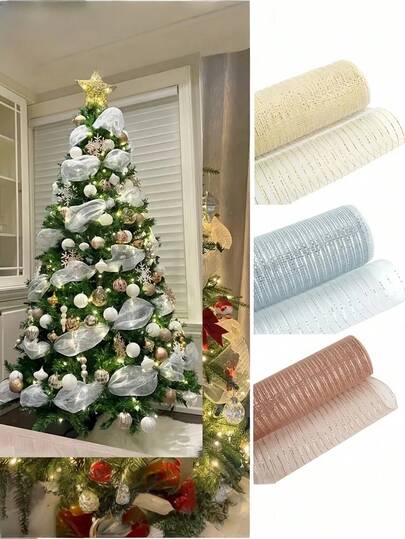 1 st Halloween jul färgglada band Färgglada mesh band dekoration Nät Halloween fest dekoration, innergård, gräsmatta, trädgård, utomhus festival dekoration