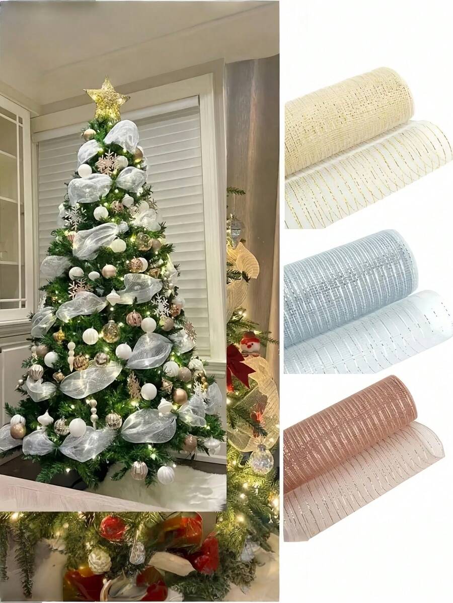 1 件万圣节圣诞节彩色丝带彩色网状丝带装饰网万圣节派对装饰、庭院、草坪、花园、户外节日装饰