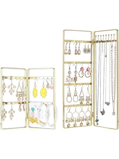 Necklace Storage Rack And Organizer With Hooks, A Foldable Jewelry Display Stand Suitable For Dressing Tables, Bathroom Countertops, Or Display Counters. It Can Store Long Necklaces, Pendants, And Bracelets.