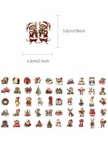 50pcs Vintage Christmas Stickers, Suitable For Decorating Laptops, Phones, Tablets, Guitars, Luggage, Journals, Scrapbooks And Other DIY Projects, Christmas Gift