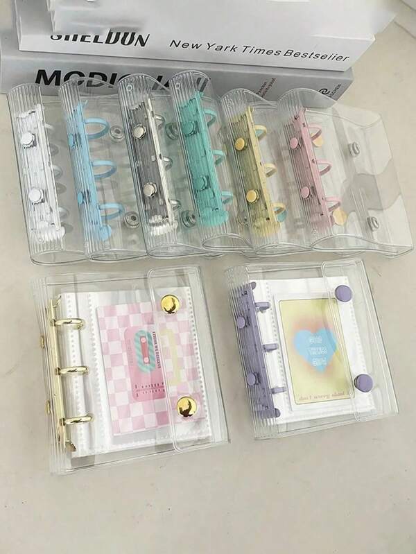 Mini 3-Loch Makronen Ringbucheinband, Doppelschnalle DIY Sammelalbum, für 3 Zoll Postkarten, Schulmaterial, Schulanfang, Album Design, robuster Organizer Ringbucheinband, Loseblattorganizer für tägliche Planung und Notizen, Büromaterial