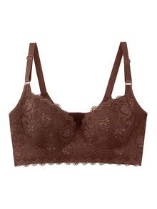 صدرية دانتيل كبيرة الحجم مع سلك داعم - تغطية كاملة ورفع الصدر، تصميم مطرز جذاب للأعلى بدون ظهر، صدرية يومية مضادة للانهيار لتي شيرت