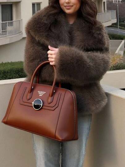 Seelio Autumn/Winter New Thickened Faux Fox Fur Hooded Mid-Length Faux Fur Coat, Youthful Elegant