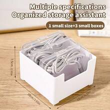 1 pieza Caja de almacenamiento de cable de datos con tapa, organizador de cajón de gran capacidad, organizador de cables de escritorio, adecuado para el hogar, la oficina, el aula, la residencia universitaria, la cocina, la división - Multicolor - Ver 12