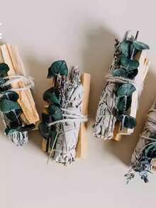 Vara de sahumerio aromática de salvia blanca, palo santo, eucalipto y lavanda, con aroma relajante y sanador a vainilla