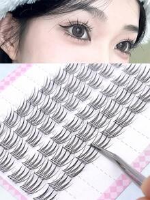 Easy Charm 60pcs Self-Adhesive False Eyelashes Set - C Curl, 10mm Flared Design, Natural Criss-Cross Style, Suitable For Beginners Reusable