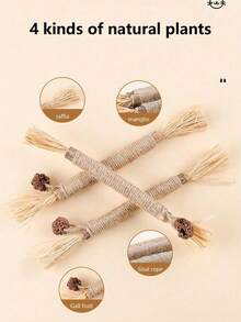 3/6pcs Cat Chew Toys, & Durable Catnip, Sisal Rope Cat Teeth Cleaning Chew Sticks - Brown - View 7