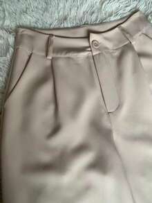 Formal Set Pantaloons Pants High Waist Pockets Tailoring Vest Buttons Simple Elegant Casual Pocket Zipper - Beige - View 9