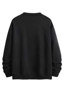 Ropa de pareja Sudadera de cuello redondo para pareja Sudadera de San Valentín Sudadera casual para pareja Regalo para novio y novia - 1 pieza negra para hombre - Ver 2