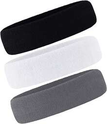 3 Pack Men &Amp; Women Sweatband Headband Terry Cloth Moisture Wicking For Sports Tennis Gym Work Out - 色彩J - 查看 1