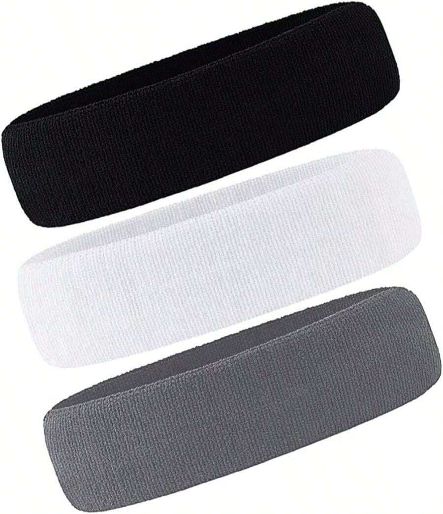 3 Pack Men &Amp; Women Sweatband Headband Terry Cloth Moisture Wicking For Sports Tennis Gym Work Out - 色彩J - 查看 1