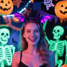 1 Set Halloween Glow Headband - Women's Costume Accessories, Fluorescent Headband And Pumpkin Bat Headpiece - Perfect Party Decor For Singles Night And Family Gatherings (No Power Required)