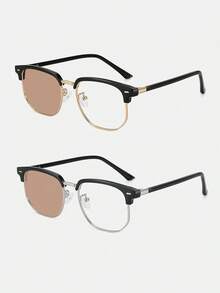 2 Cặp kính thời trang unisex, gọng kính kiểu công sở, tròng kính đổi màu, thích hợp sử dụng trong nhà và ngoài trời, phù hợp cho lái xe, câu cá, leo núi, đạp xe, chạy bộ, chơi golf và các hoạt động hàng ngày khác (tròng kính đổi màu có các màu xanh dương, nâu và xám) - Nhiều màu - Xem 4