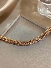 1 peça pulseira vintage luxuosa banhada a ouro 18k de aço inoxidável com corrente trançada para mulheres e homens, joia retrô elegante, presente para mães, Natal, Ação de Graças, Halloween, casamento, festa diária, presente para aniversário, dia dos namorados, joias boho